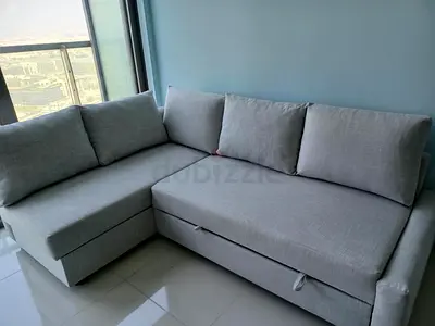Light Grey L-Shaped Sofa Bed