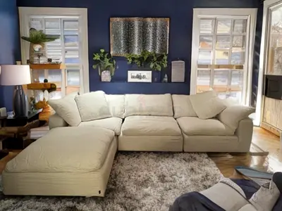 Marina home feather 🪶 filled luscious linen cloud sofa with ottoman