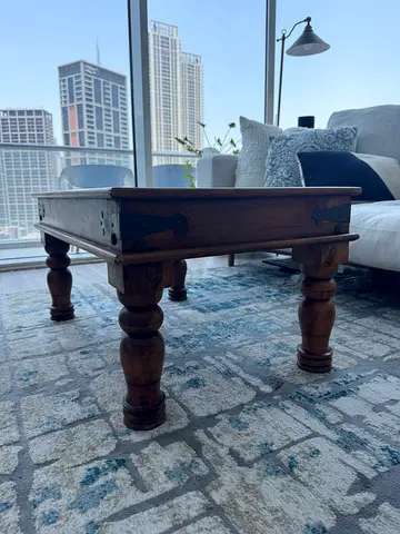 Solid Wood Coffee Table with Turned Legs - Good Condition