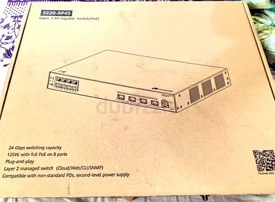 Huawei S220-8P4S
8 x 10/100/1000BASE-T4 x GE SFP ports ports | 125W PoE+ | built-in AC power