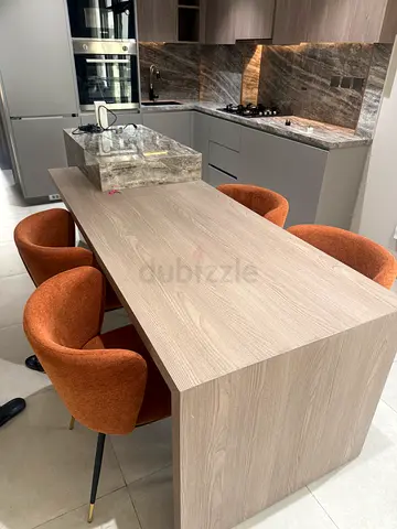 Modern 4 orange upholstered chairs
