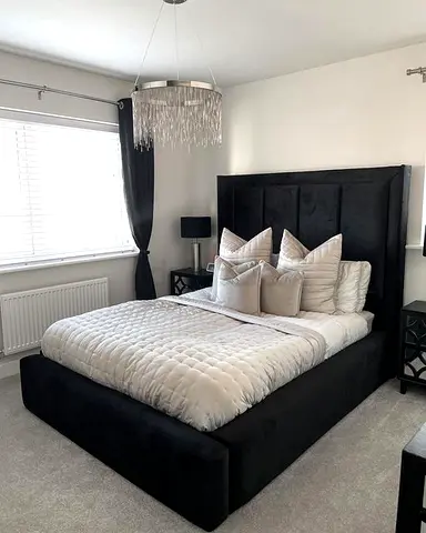 Modern Black Velvet Upholstered Bed Frame