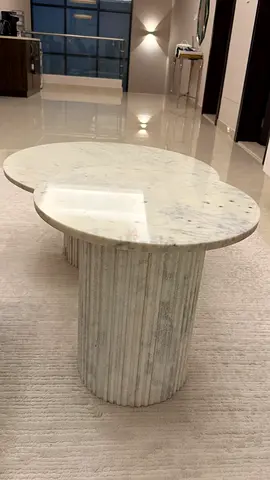 Marble Double-Top Accent Side Table with Fluted Base