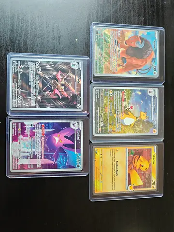 Pokémon Trading Cards in Protective Sleeves - 6 Cards