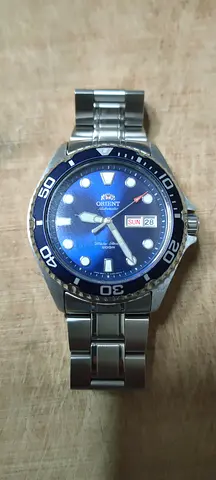Orient Mako-style stainless steel men's watch - blue dial, day/date Automatic Hand Winding