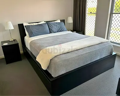 IKEA Queen Black Malm bed frame with IKEA Queen mattress