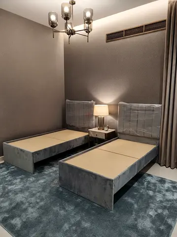 Single Bed Frame Wooden Valvet Fabric