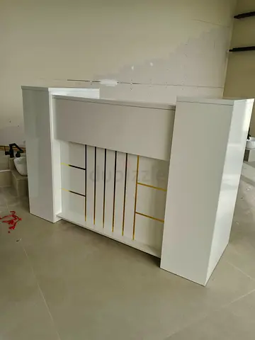 Modern White and Gold Reception Desk