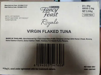 Purina Fancy Feast Royale Virgin Flaked Tuna - 24 x 85g