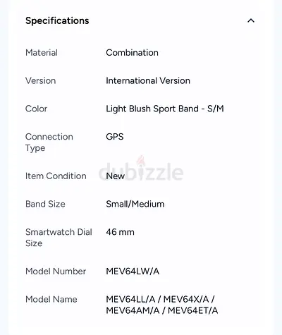 Apple Watch (46mm) - International Version, Light Blush Sport Band, New
