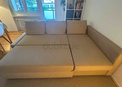 Comfortable L-Shaped Sofa Bed in Beige