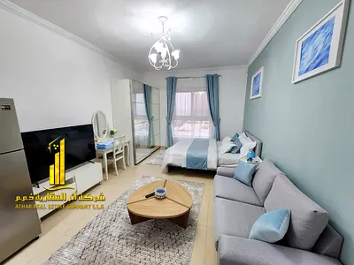 استوديو فاخر ثاني ساكن بمطبخ منفصل مع بلكونه باطلاله مفتوحه✨عجمان ابراج الياسمين. للإيجار الشهري.الإيجار يشمل الفواتير والإنترنت وموقف