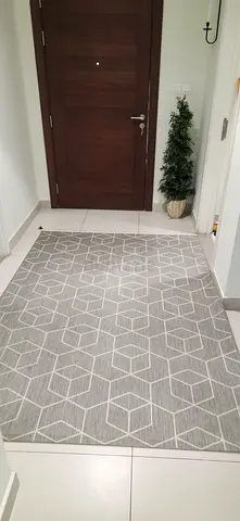 Grey geometric dining table area rug,very good condition