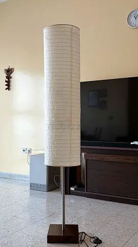 Tall Paper Floor Lamp - White Cylindrical Shade