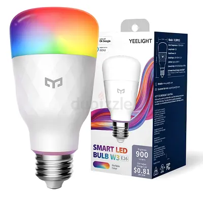 Yeelight W3 Multicolor Smart LED Bulb, E27, 16 Million Colors, Adjustable Brightness, Voice Control