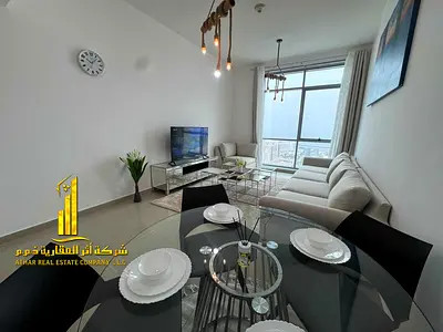 شقة غرفة وصالة اطلالة بحرية مفروشة فرش جديد للايجار الشهرى بعجمان - الكورنيش - برج الاتحاد