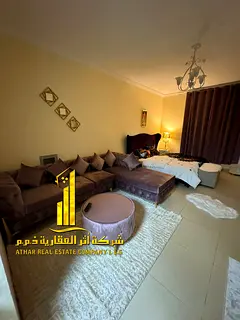 Luxury second-occupancy studio apartment with a separate kitchen and open view. ✨ Ajman, Jasmine T