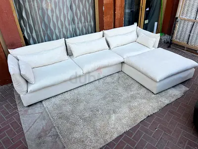 Premium Quality Marina Home feather 🪶 filled L Shape Sofa Beige