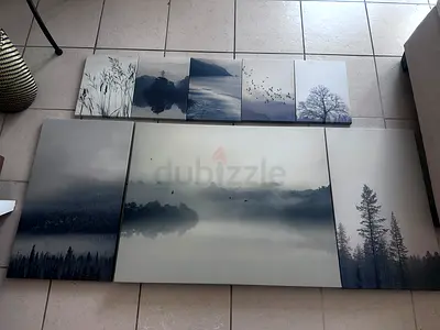 Painting Set of 8 Monochrome Landscape Wall Art Panels - Modern Canvas Prints