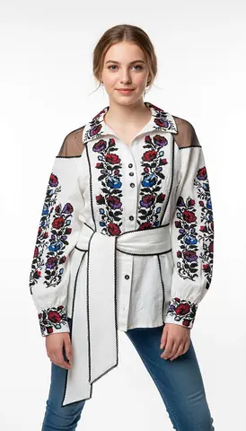 Smart casual blouse for women, embroidered
