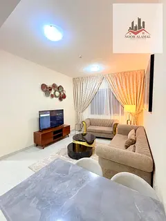 Sharjah Al Taawun, furnished apartment with hotel furniture, second occupant, one room, hall, kitche