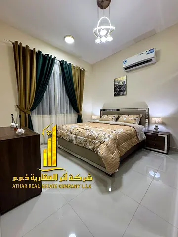 شقه فاخر ثاني ساكن✨غرفه وصاله مع بلكونه للإيجار الشهري علي الروضه 2عجمان. مفروش بالكامل، بسعر مميز!✨الإيجار يشمل الفواتير والإنترنت وموقف سيارة🚗