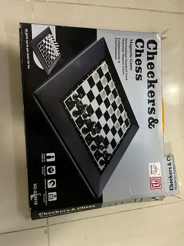 Magnetic Checkers and Chess Board Game Set