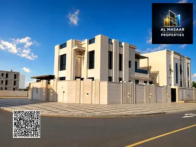 Villa for sale in Ajman, Al Helio area, registration included. Consists of 4 master bedrooms, a maj