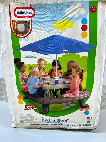 Little Tikes Fold 'n Store Picnic Table with Umbrella - new
