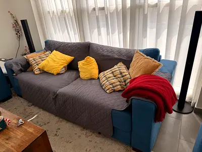 Comfortable Blue Fabric Sofa - sofa converts into sofa bed