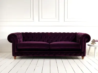 Customised Classic Chesterfield Style Velvet Sofa in Purple