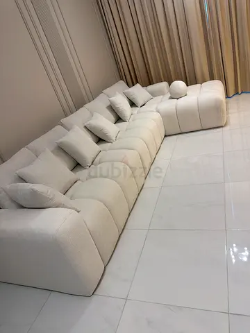 Light beige modern 3-seater sofa with cushions - good condition