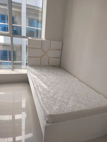 Single bed with mattress and upholstered headboard - good condition 90cmx190cm