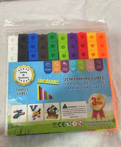 Set of 100 MathLink 2cm Linking Cubes — 10 Colors, Learning Blocks
