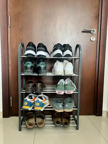 Metal 4-Tier Shoe Rack — Compact Entryway Organizer