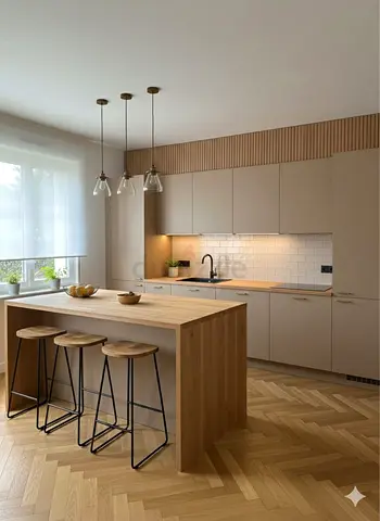 Modern wooden kitchen island