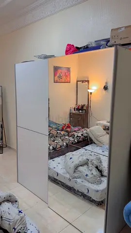 White 2-Door Wardrobe with Full-Length Mirror - Good Condition
