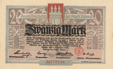 GERMANY 20 MARK BANKNOTE (ALTONA) 2018
