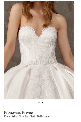 White Strapless Satin Ball Gown Wedding Dress - Size Not Specified
