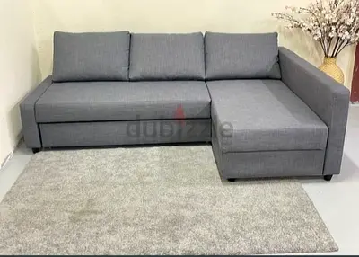 Grey L-Shaped Corner Sofa Bed with Chaise Lounge