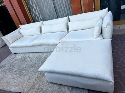 Comfortable Marina Home feather 🪶 filled L Shape Sofa Beige