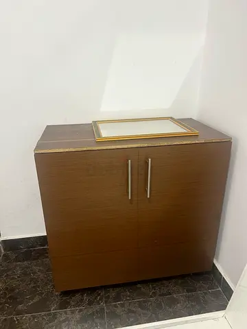Compact Wooden Cabinet with Two Doors - Good Condition,