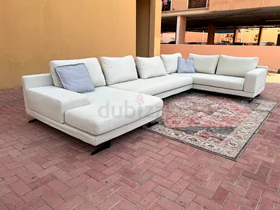 Comfortable Eberza Corner U Shape Sofa Beige