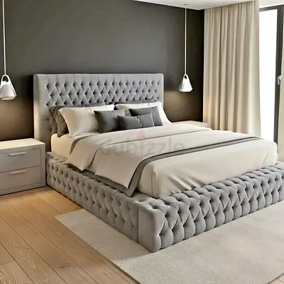 Grey Tufted Chesterfield Bed Frame