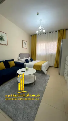 A golden opportunity! Luxurious, fully furnished studio apartment for monthly rent in Al Yasmin Towers, Al Jurf 2, Ajman ✨