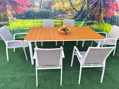 Beautiful Outdoor Garden Table Aluminium 6 Chairs