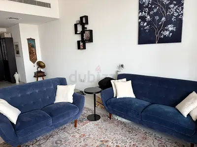 Pair of Blue Velvet 2-Seater Sofas - Good Condition
