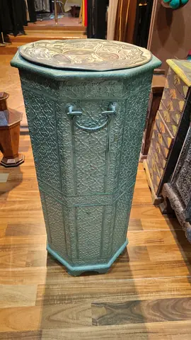 Decorative Inlay Hexagonal Pedestal/Cabinet- 68cm height, 35cm length