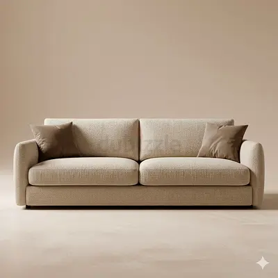 Beige 3-Seater Fabric Sofa - Modern Minimal Design