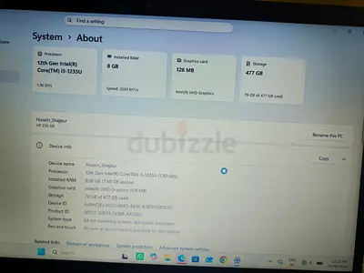HP laptop 15 i5 8GB RAM 256GB